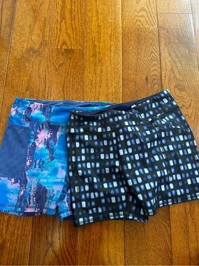 Athletic Women's Performance Shorts - Blue Multi & Black Pattern